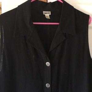 Chico’s size 2 linen/rayon sleeveless black dress.